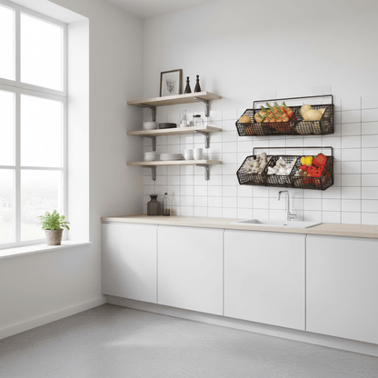 Paniers suspendus avec produits frais