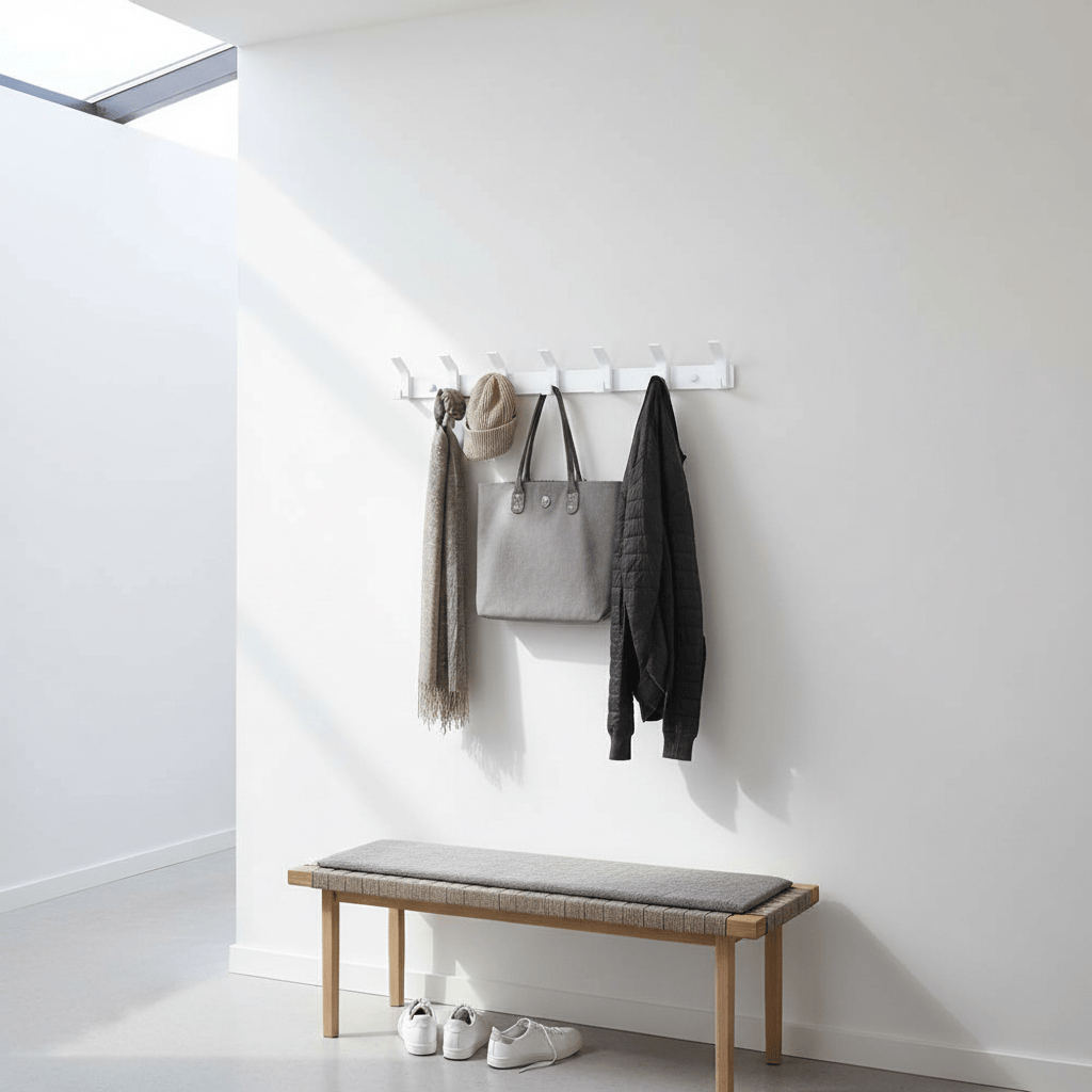 Patère blanche avec crochets ergonomiques