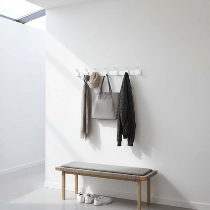 Patère blanche avec crochets ergonomiques