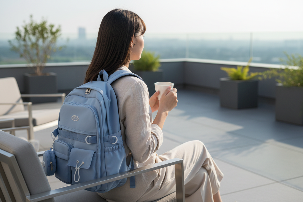 Personne sur une terrasse avec café