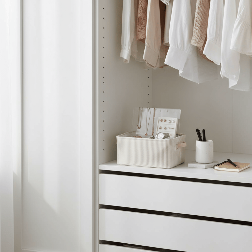 Petite boîte rayée pour bijoux et accessoires