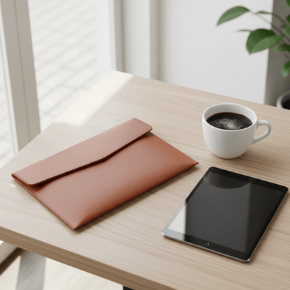 Pochette marron au café