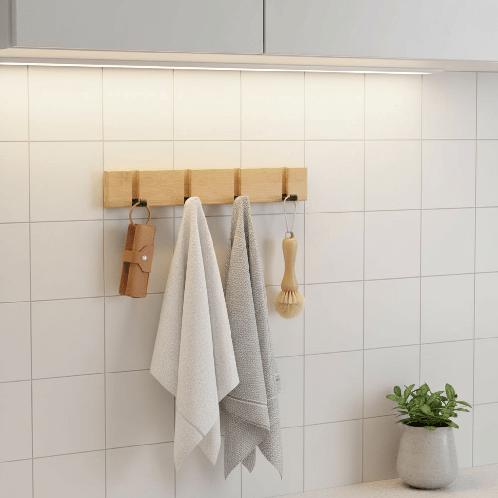 Porte-clés bambou multi-crochets torchons accessoires