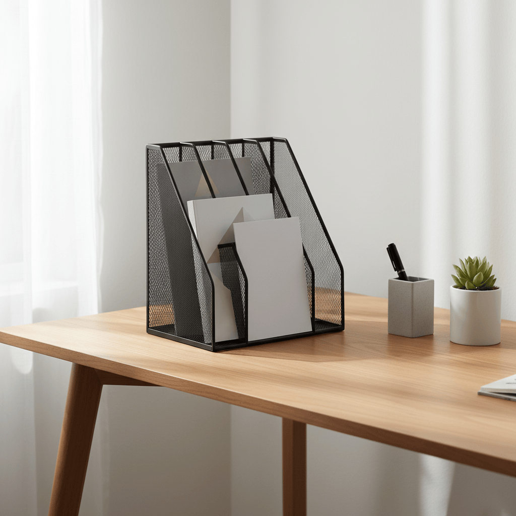 Porte-document métal noir 4 compartiments