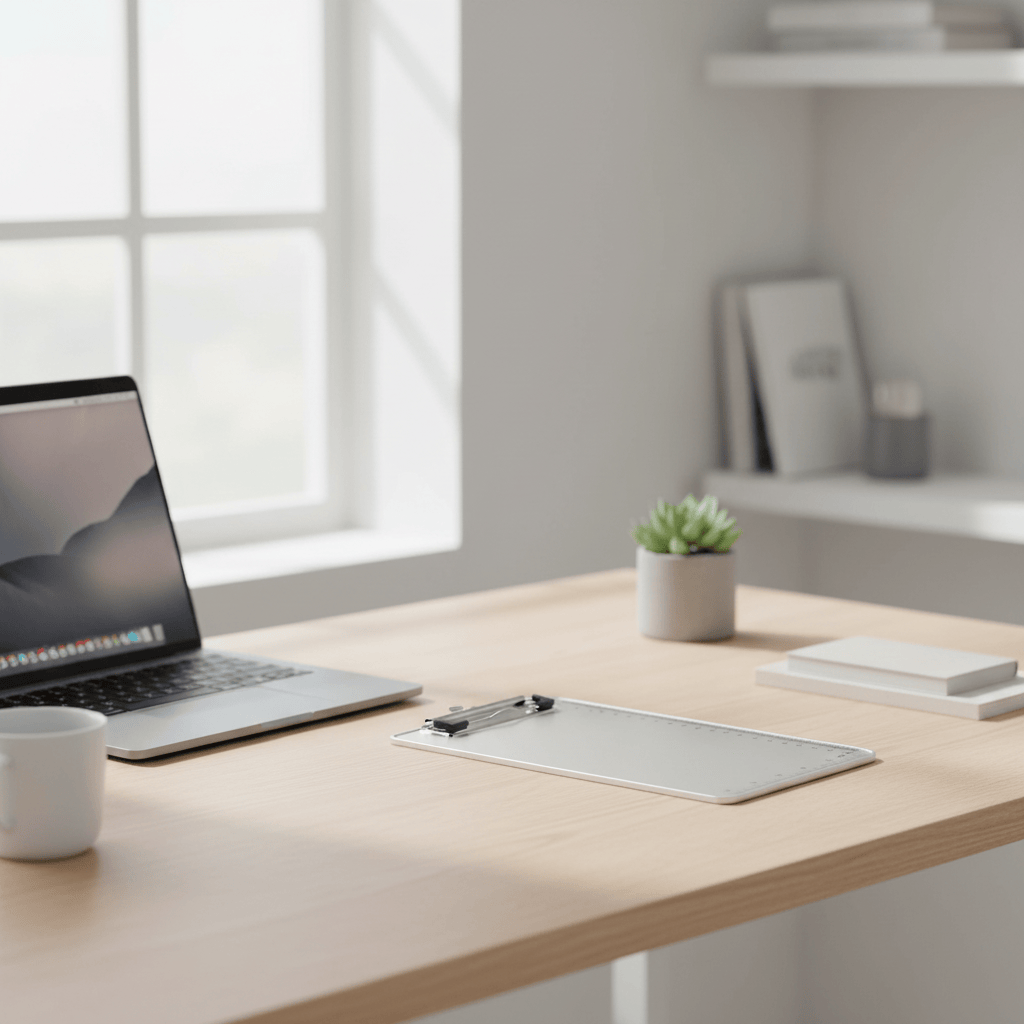 Porte-documents A5 sur bureau en bois