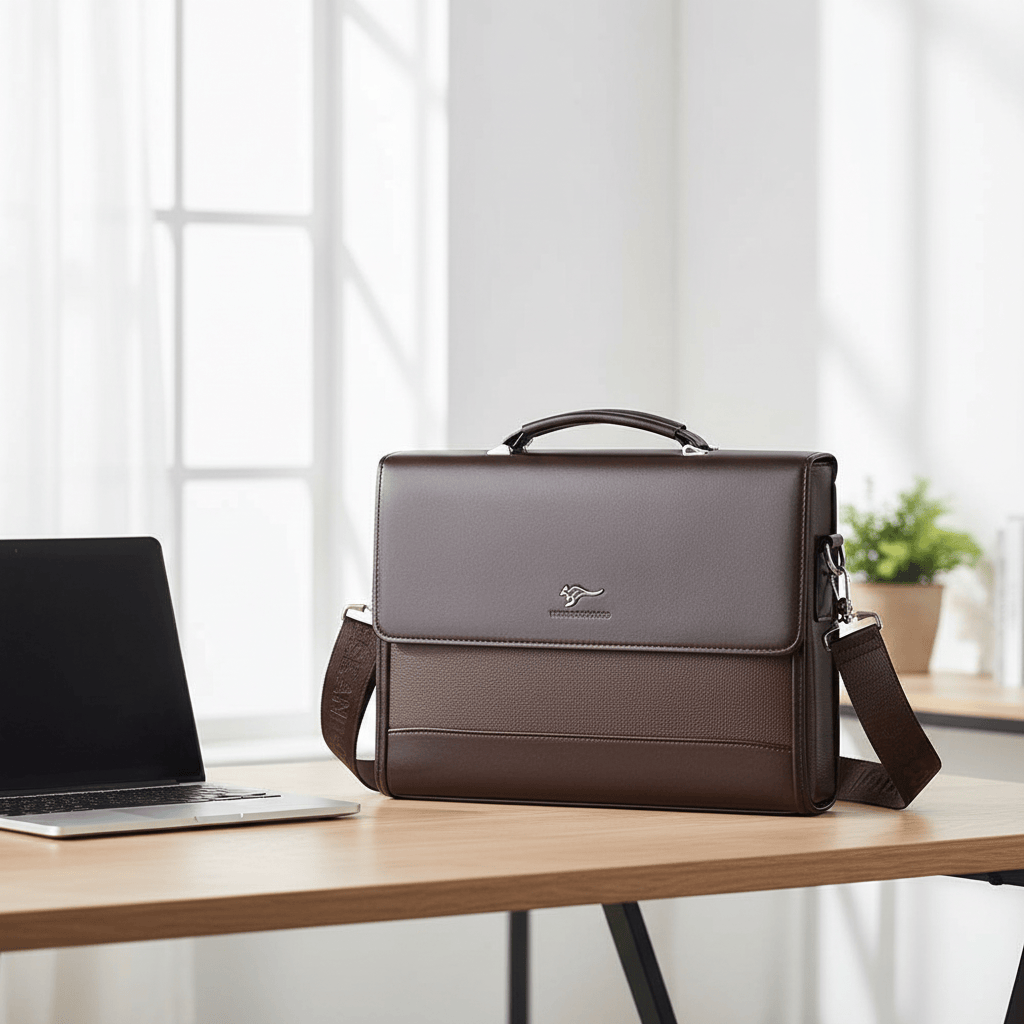 Porte-documents bicolore sur bureau