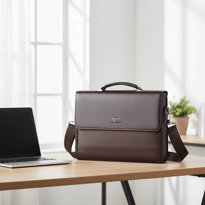 Porte-documents bicolore sur bureau