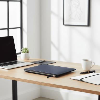 Porte-documents cuir bleu marine intemporel