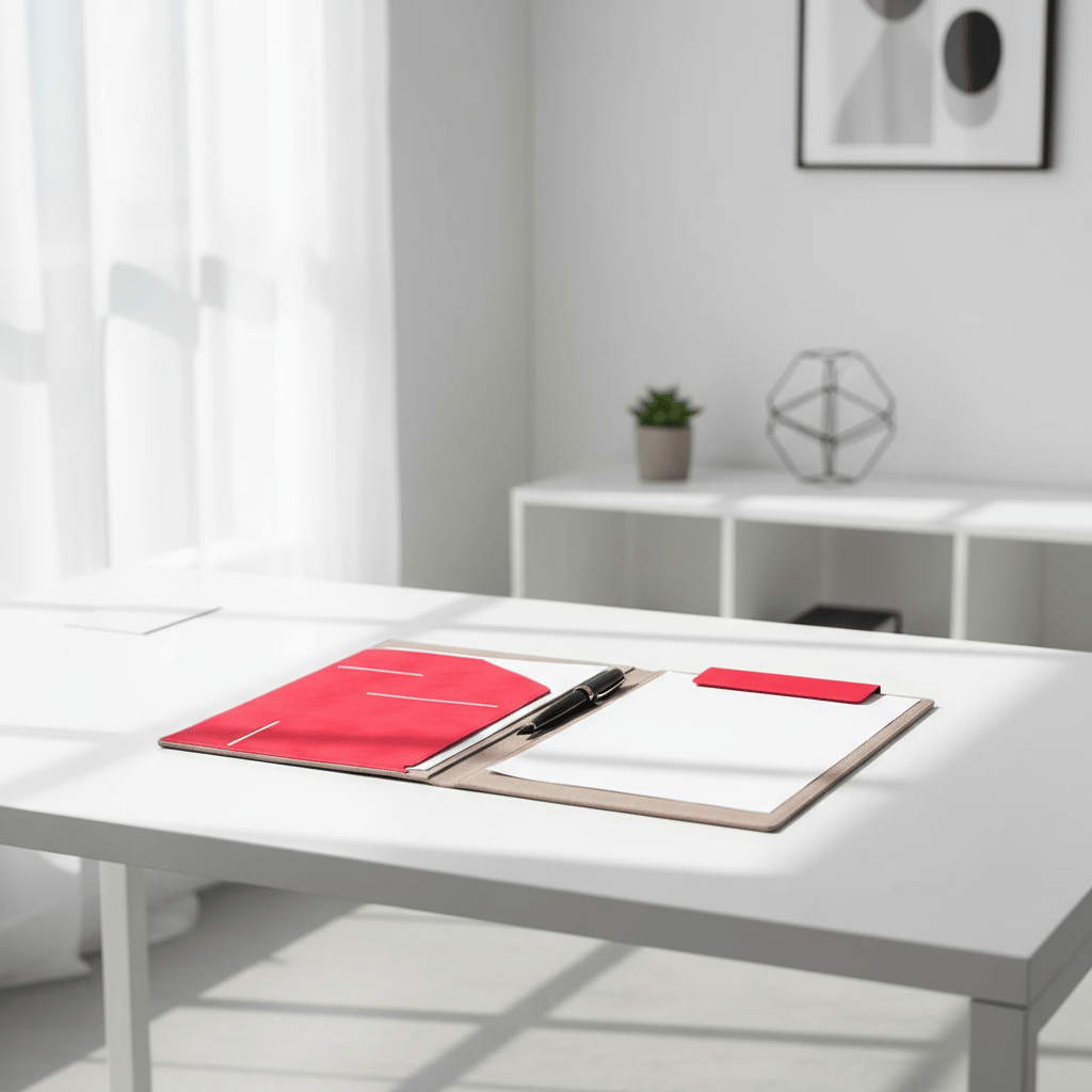 Porte-documents cuir rouge à plat