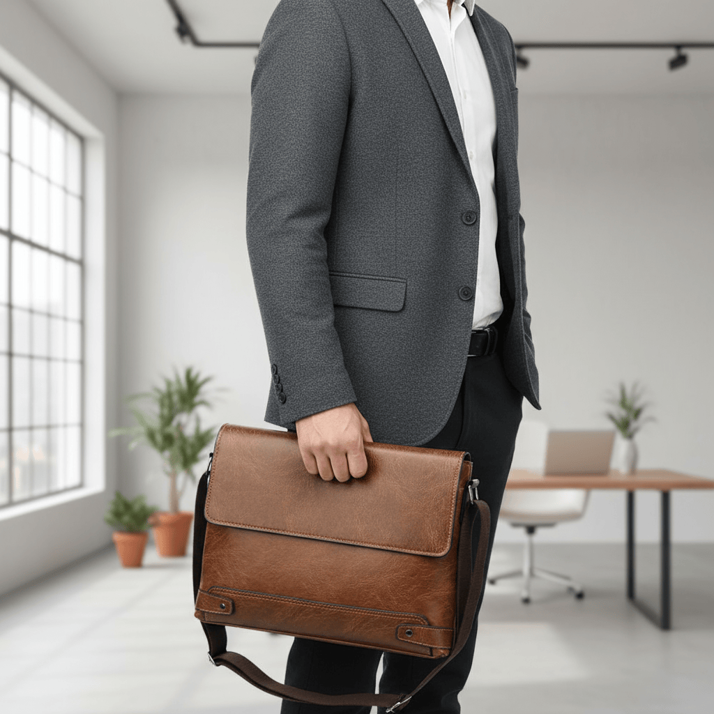 Porte-documents marron clair porté