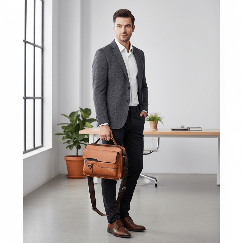 Porte-documents marron porté