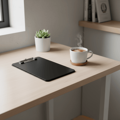 Porte-documents noir élégant sur bureau