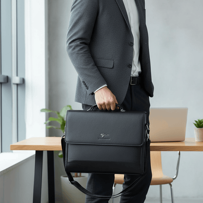 Porte-documents noir porté