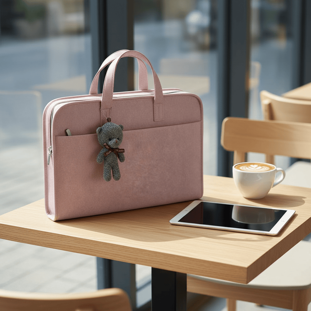 Porte-Documents rose au café