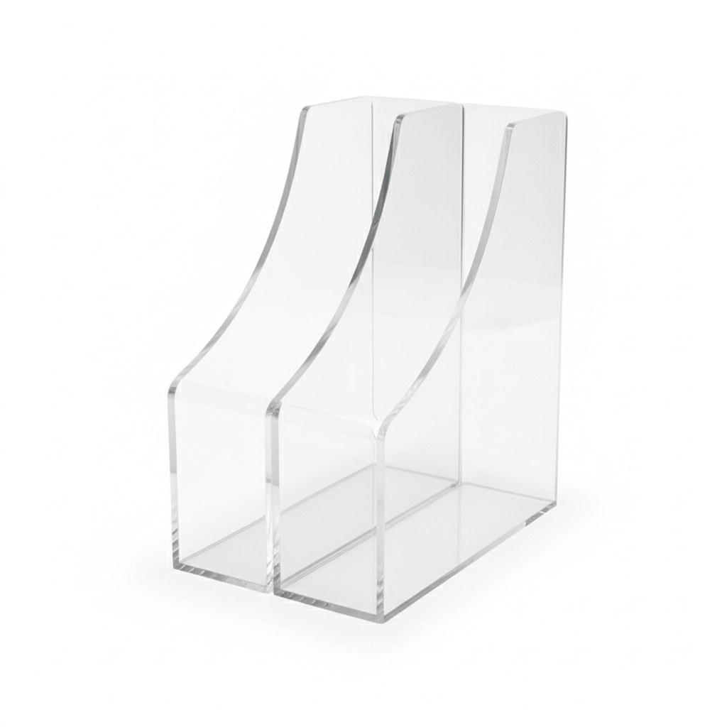 Porte-documents transparent sur fond blanc