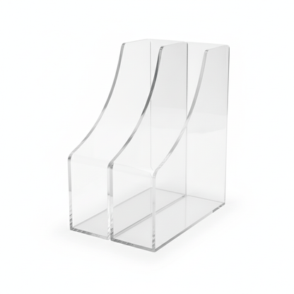 Porte-documents transparent sur fond blanc