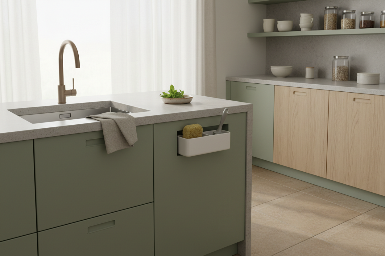 Porte-éponge intégré dans environnement harmonieux