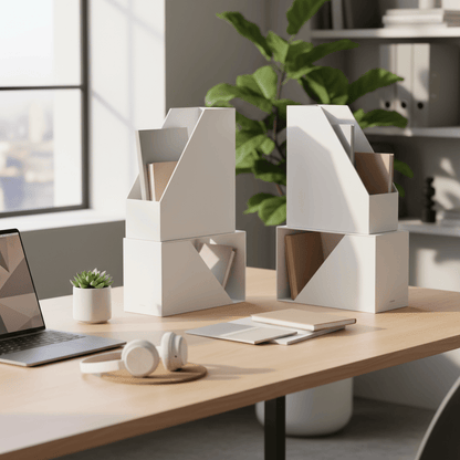 Porte-revues blanc modulaire empilé