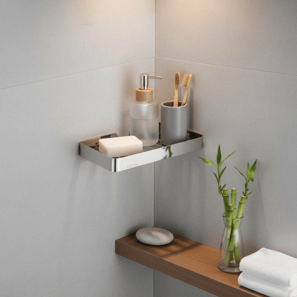 Porte-savon inox argenté compact