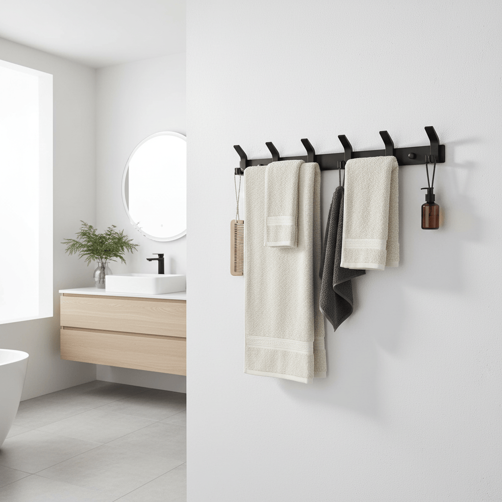 Porte-serviettes noir mat en aluminium