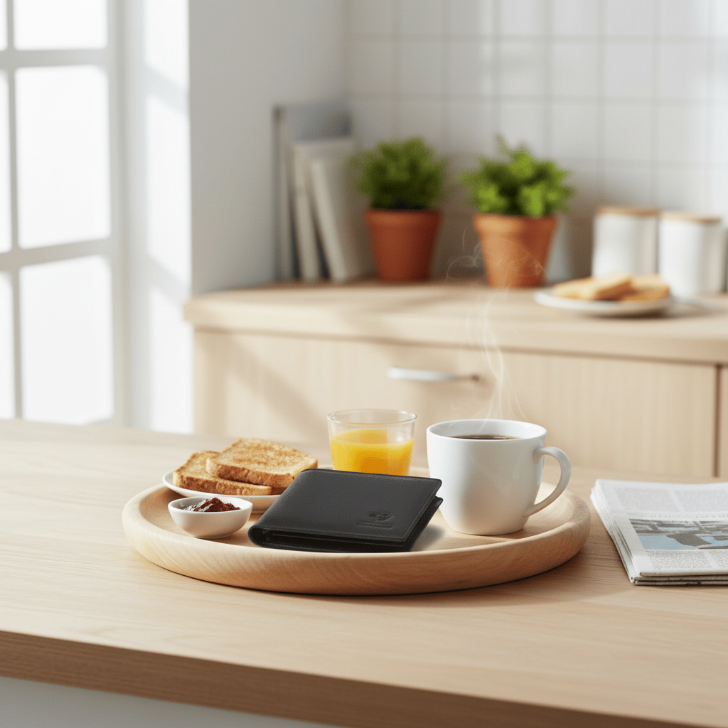Portefeuille avec café matinal