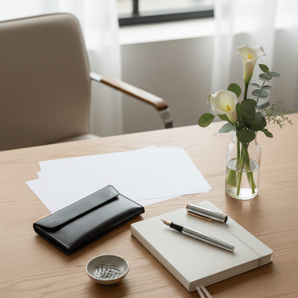 Portefeuille bureau fleurs