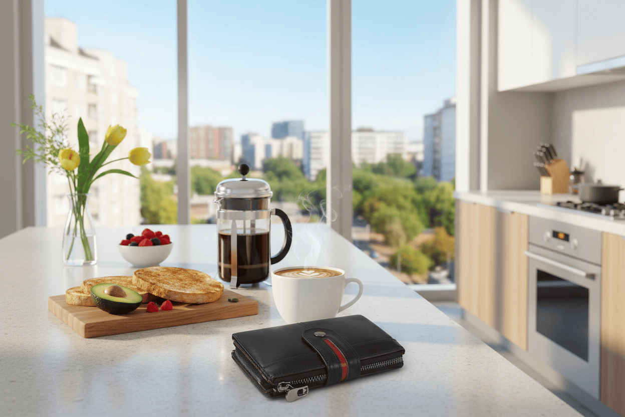 Portefeuille dans une cuisine contemporaine