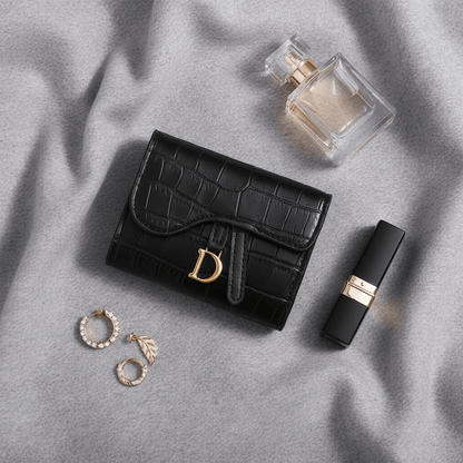 Portefeuille flatlay élégant