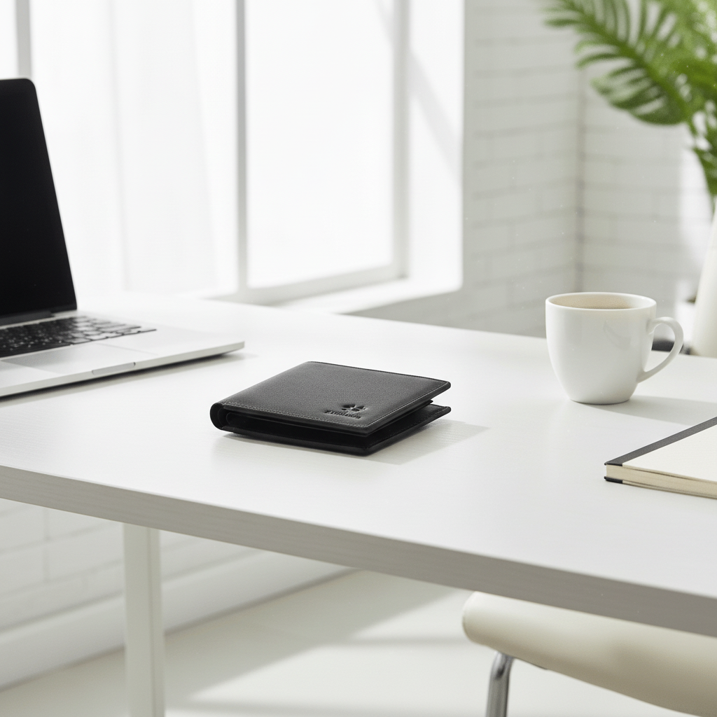 Portefeuille sur bureau moderne