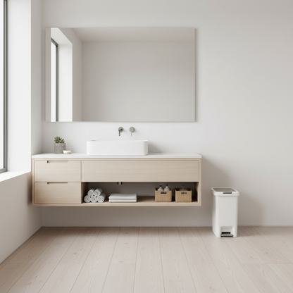 Poubelle près d'un lavabo moderne