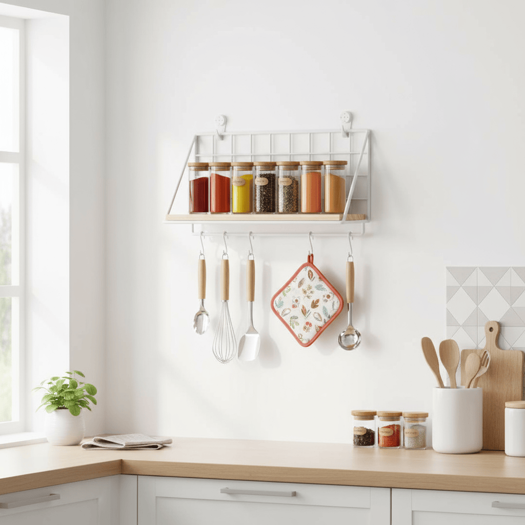 Présentoir à épices avec grille métallique