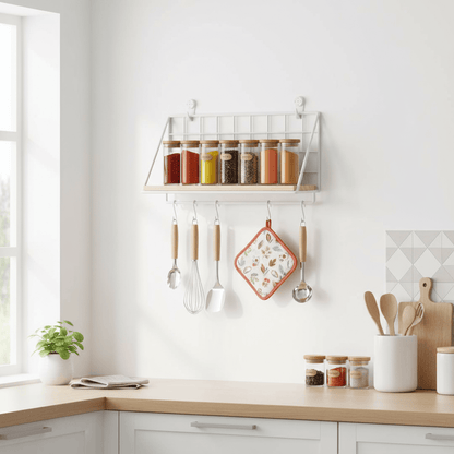 Présentoir à épices avec grille métallique