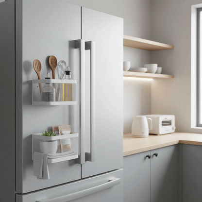 Rangement magnétique blanc à portée de main