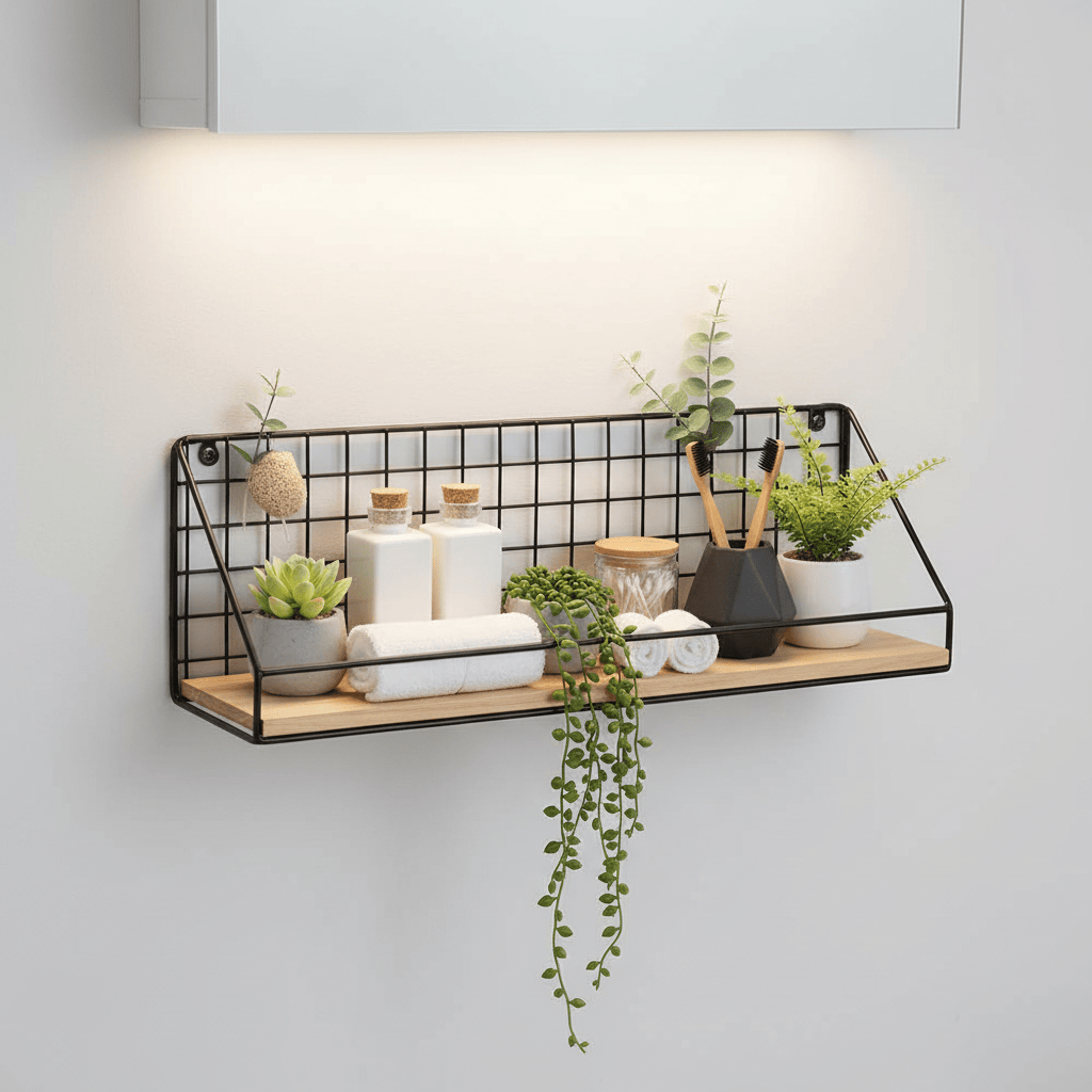 Rangement mural métal-bois décoratif