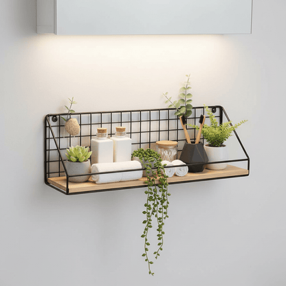 Rangement mural métal-bois décoratif