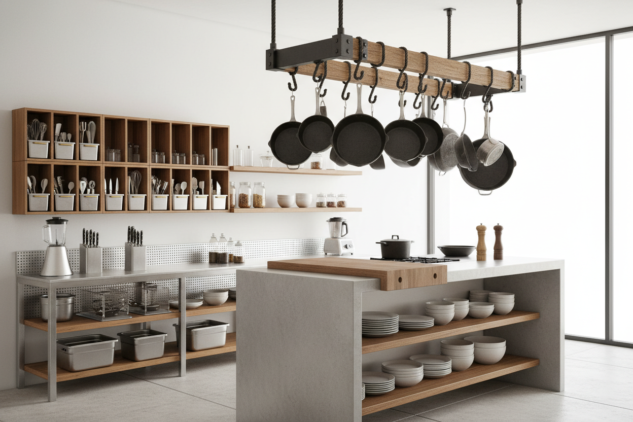 Rangements robustes en bois et métal