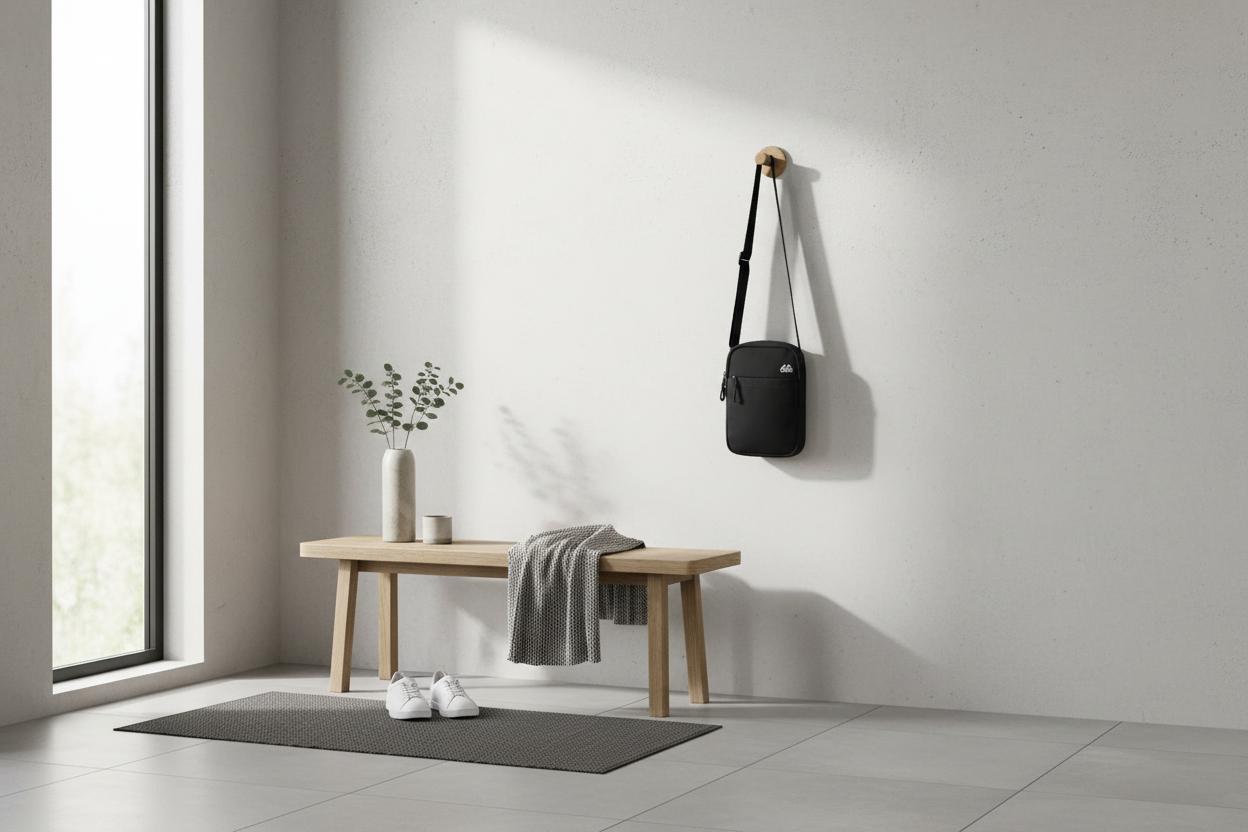 Sac accroché dans une entrée moderne