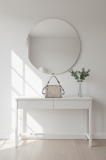 Sac beige sur console d'entrée