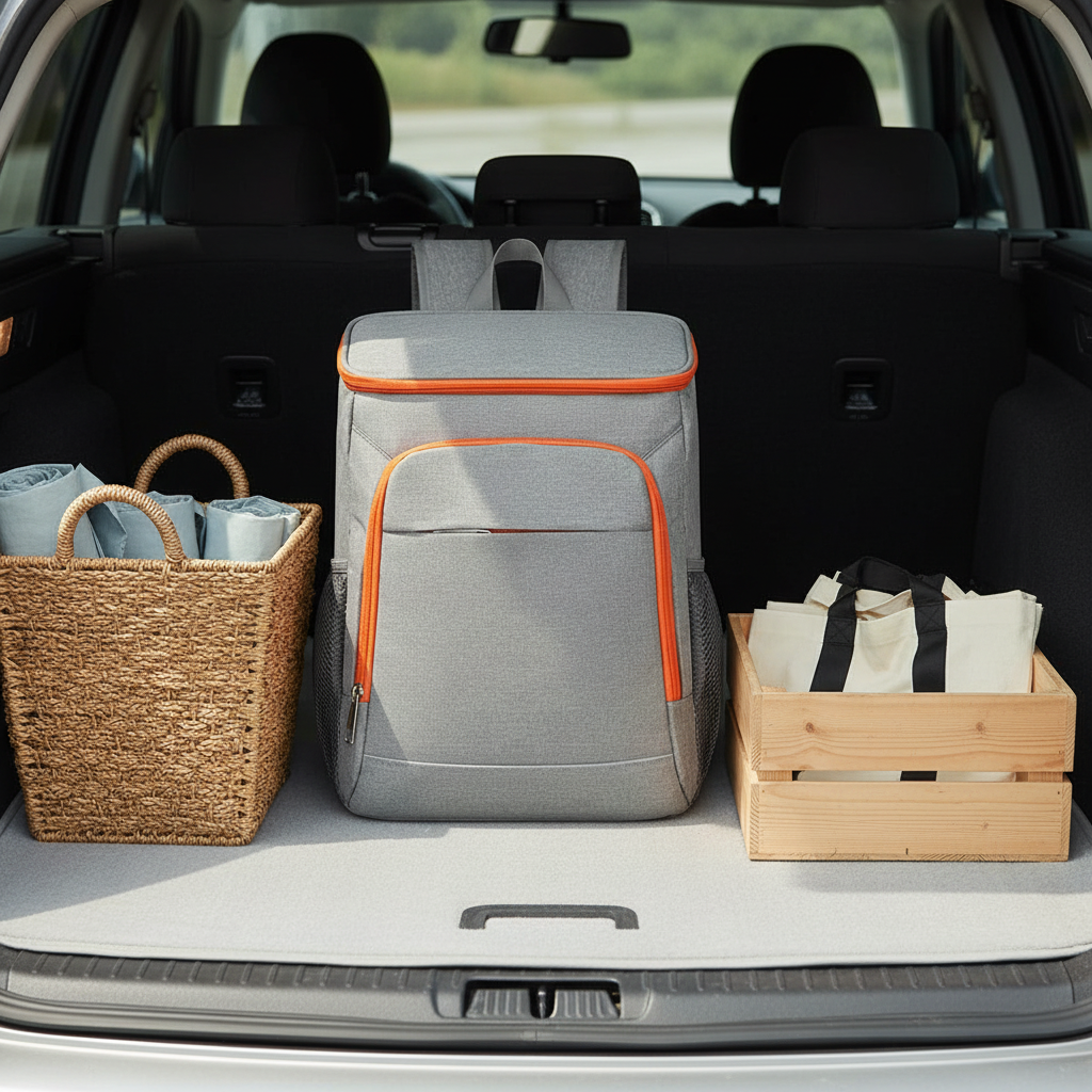 Sac isotherme dans coffre de voiture moderne