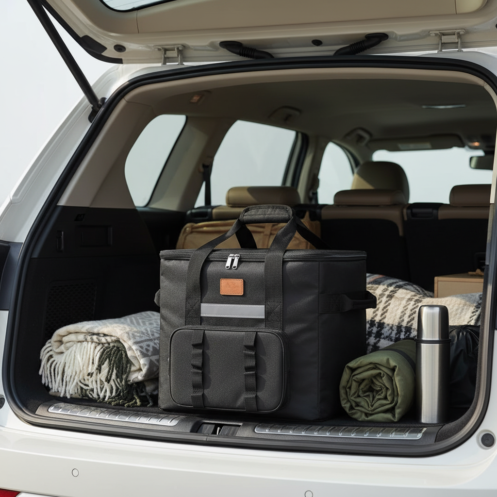 Sac isotherme dans coffre de voiture