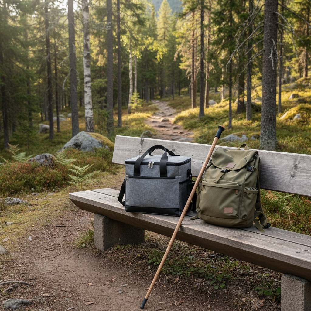 Sac isotherme gris en randonnée