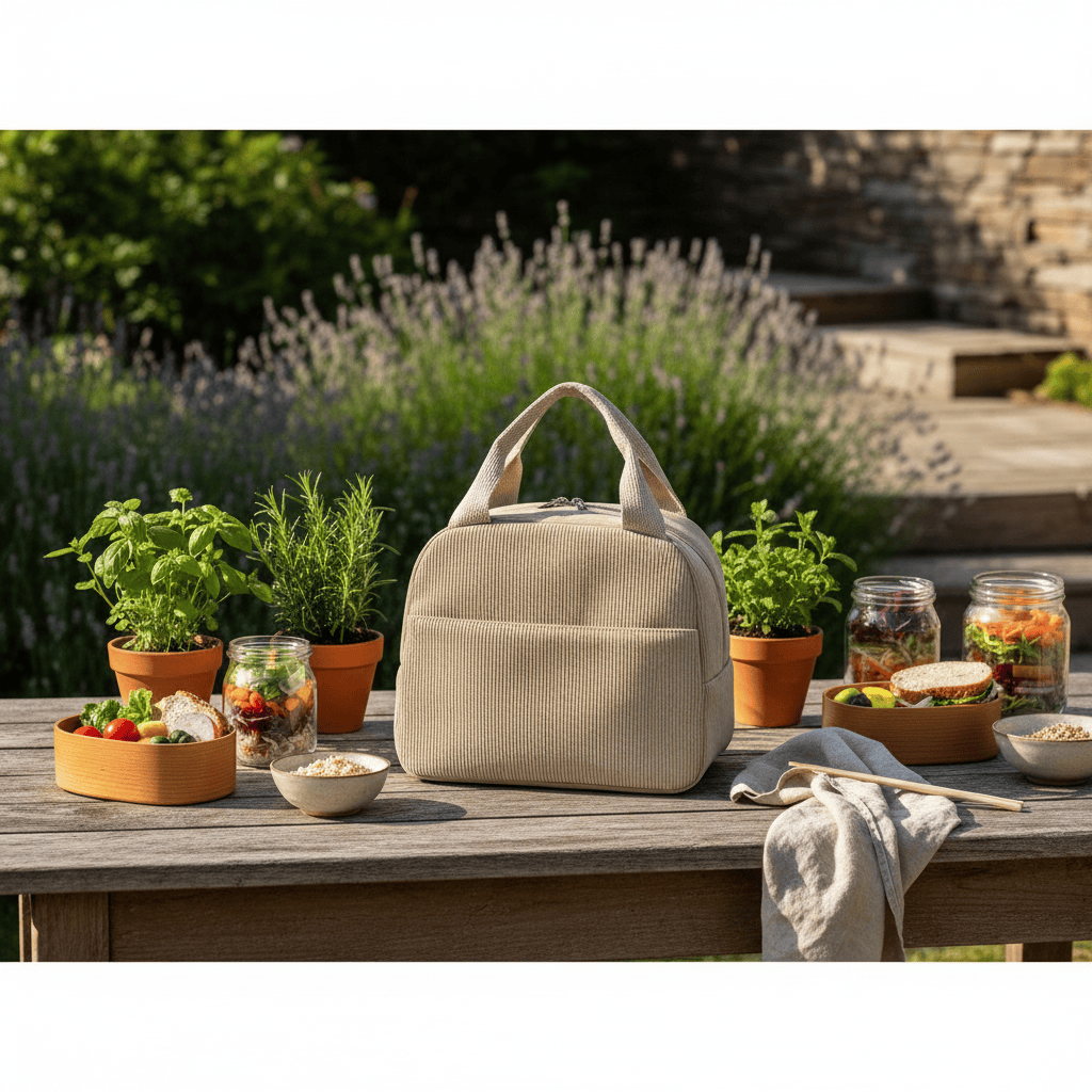 Sac isotherme kaki en extérieur