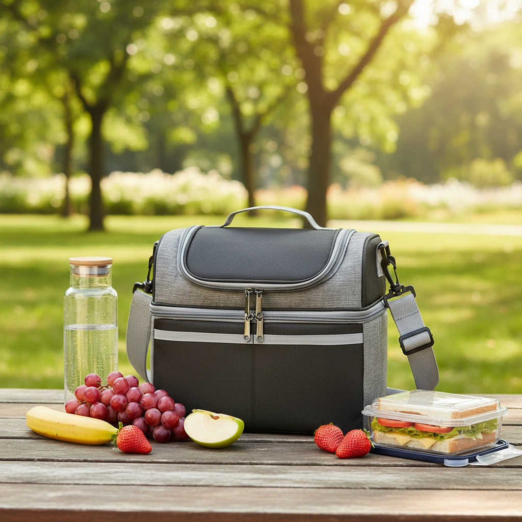 Sac isotherme sur table de pique-nique