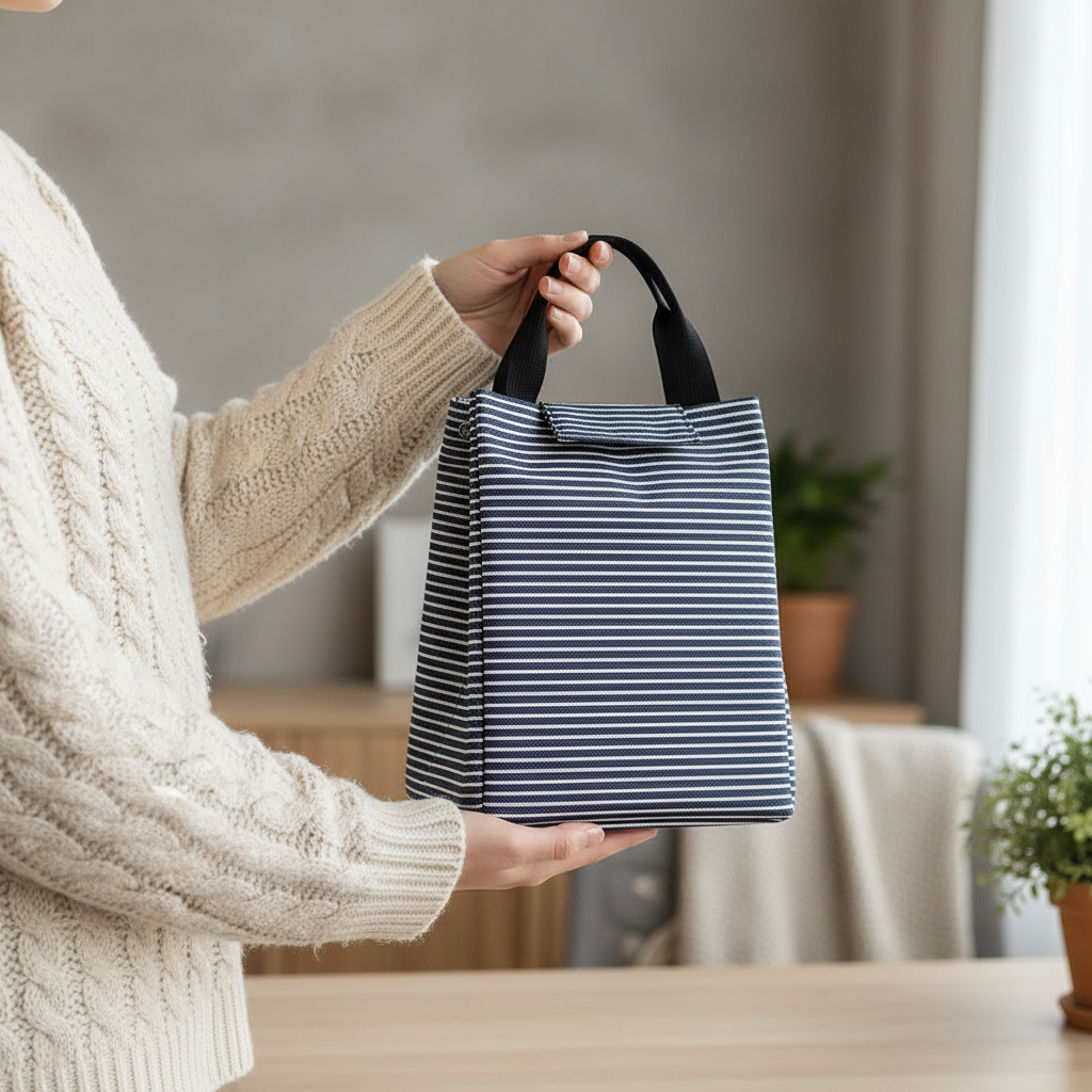 Sac isotherme tenu à la main