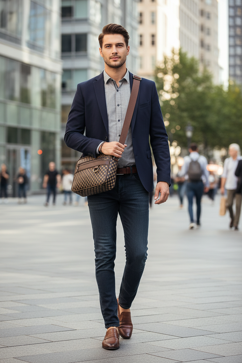 Sac marron porté en ville