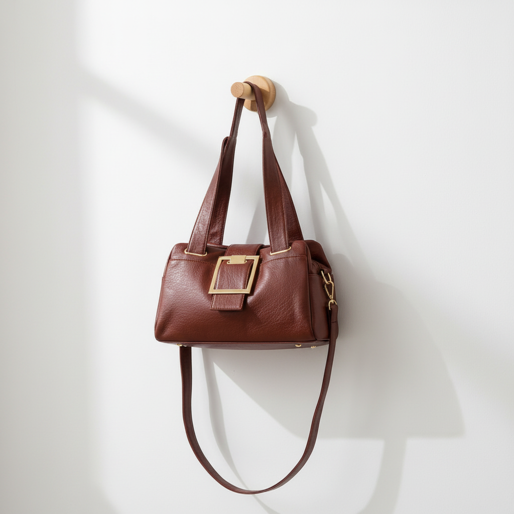 Sac marron sur crochet