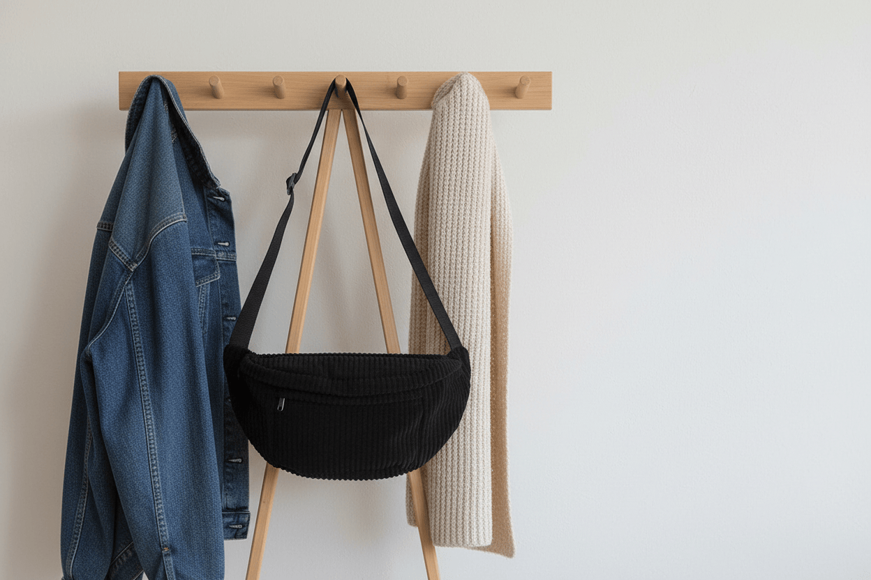 Sac noir suspendu avec veste