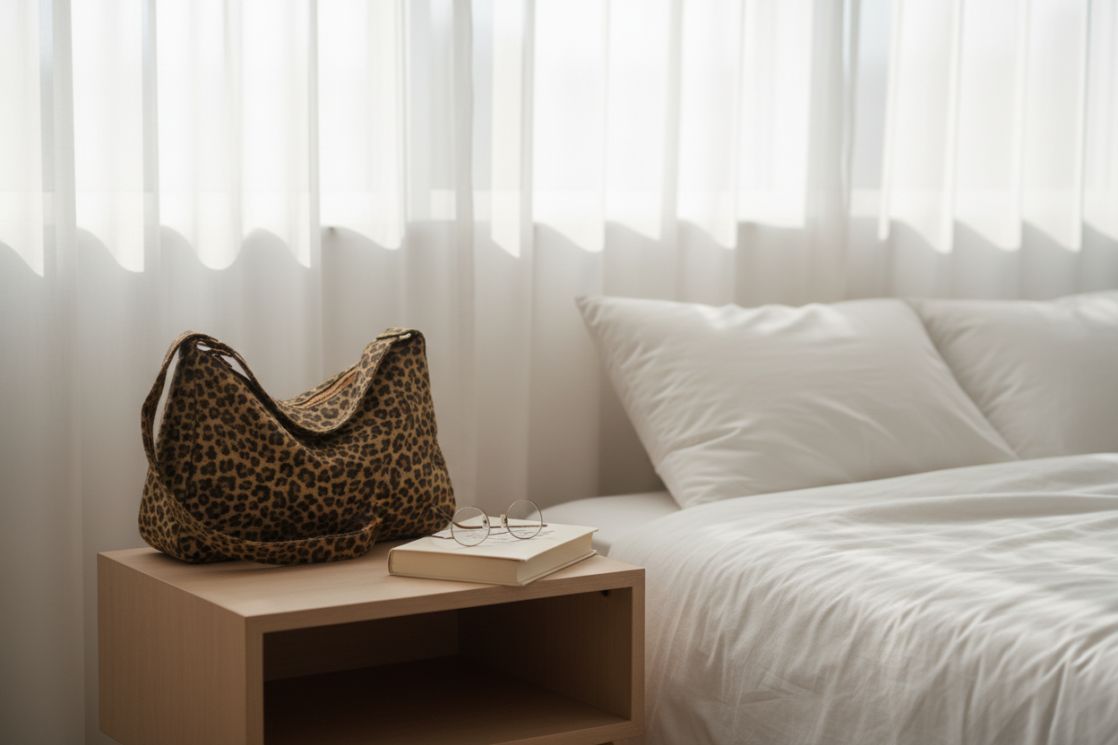Sac sur table de chevet