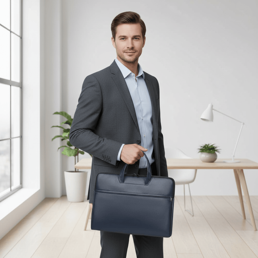 Sacoche bleu portée