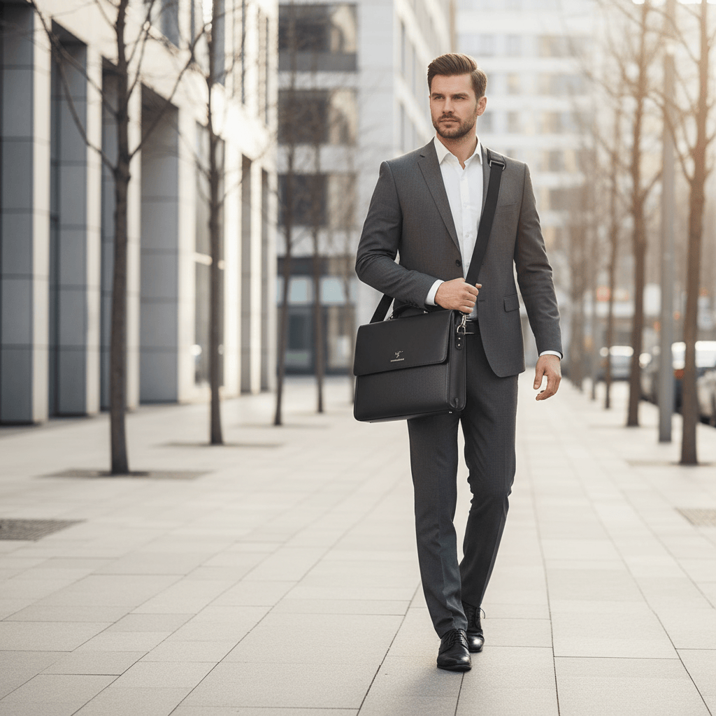 Sacoche gris foncé avec bandoulière